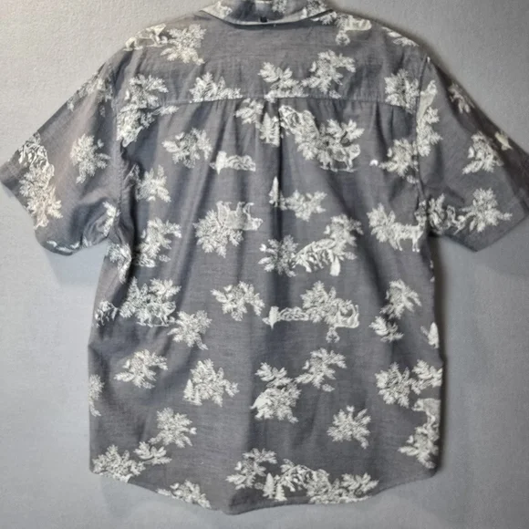 Nixon Men's XL Gray Printed Button Down Short Sleeve 100% Cotton Shirt - Picture 2 of 11